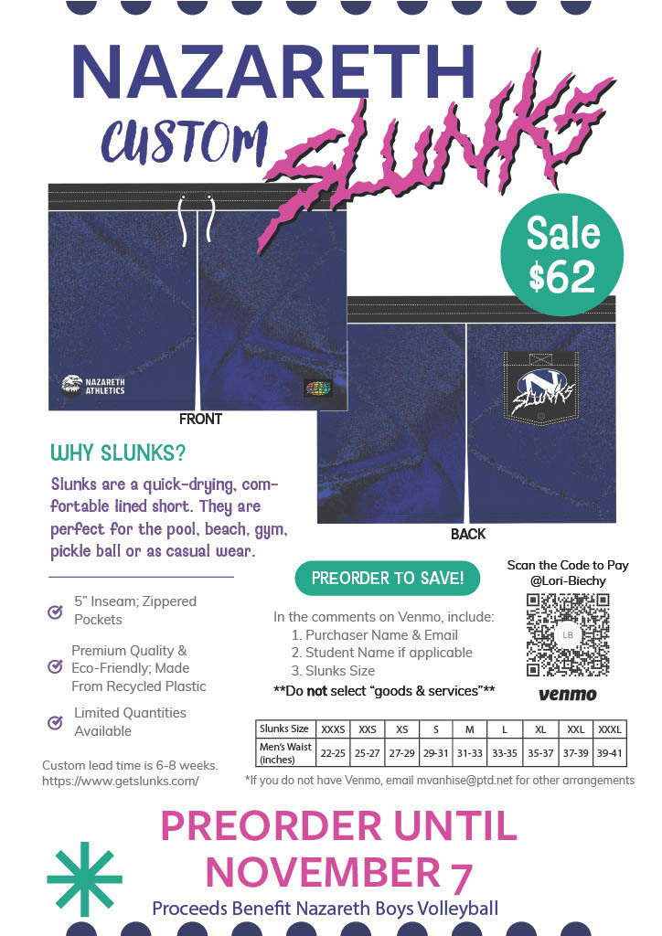 Nazareth Boys Volleyball Custom Slunk Sale