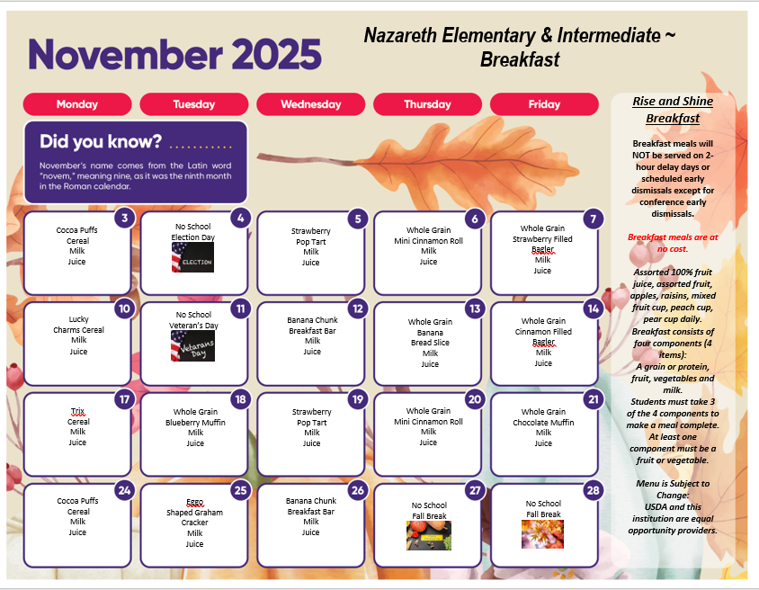 Revised Breakfast Menu