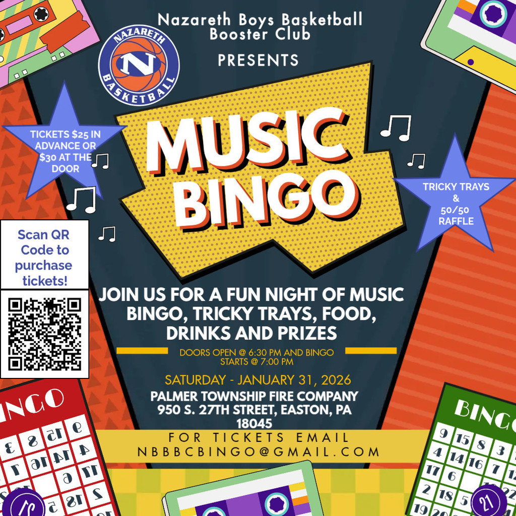 Nazareth Boys Basketball Booster Club Music Bingo Night 1-31-26