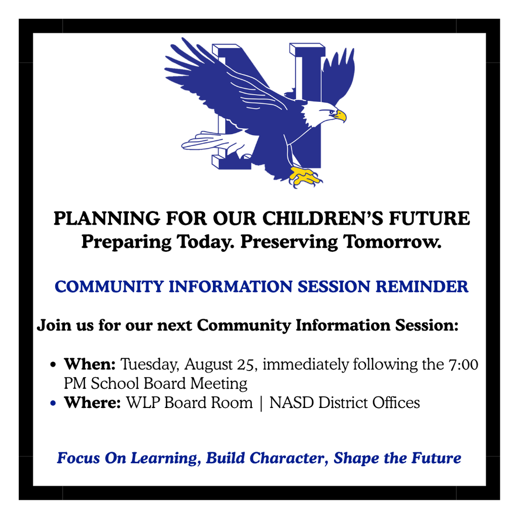An event flyer features an eagle graphic and text. It invites the community to a session about children's future.
