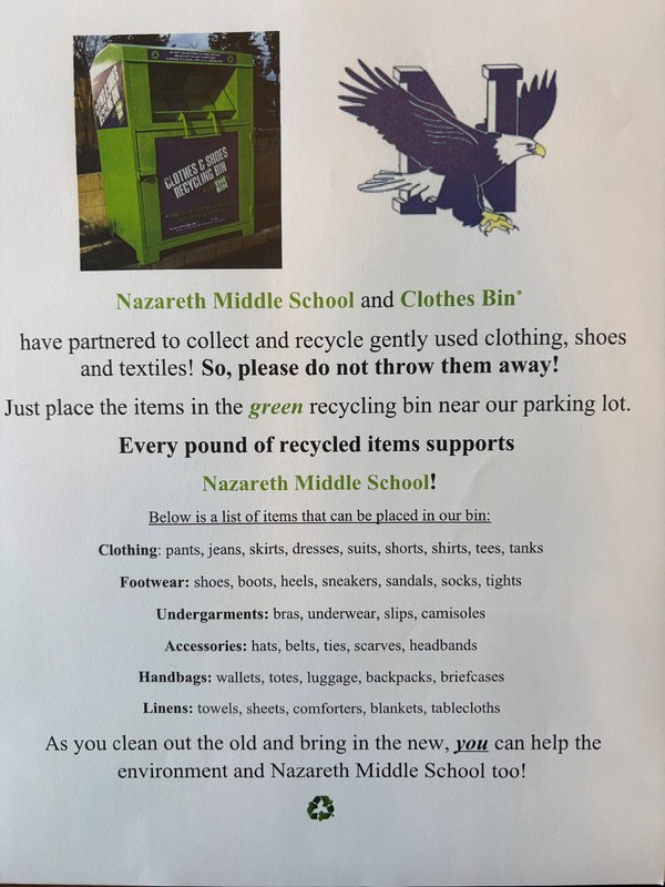 NAMS Clothes Bin Fundraiser