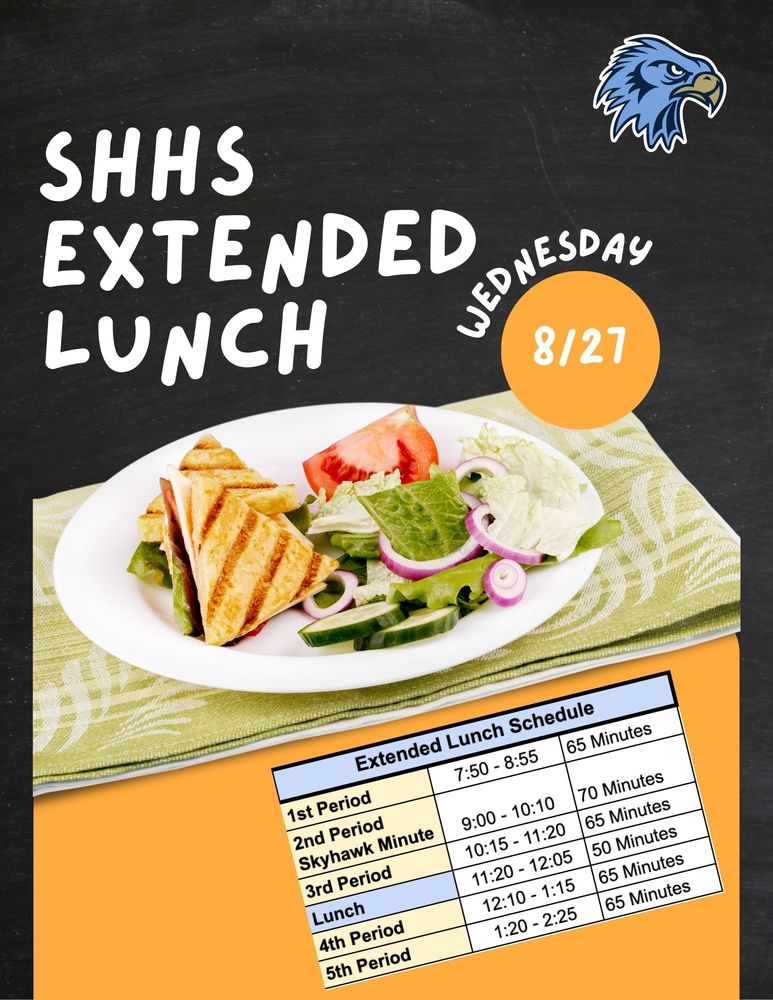Extended Lunch flyer-sandwich, salad & schedule