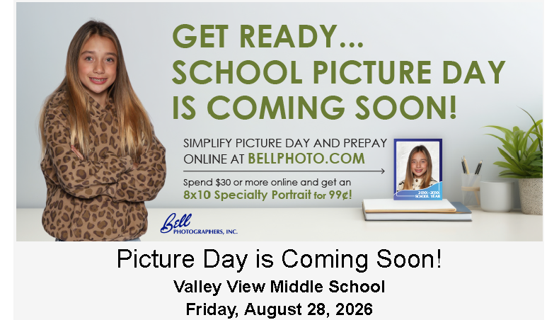 Picture Day for Valley View Middle School on Friday, August 28