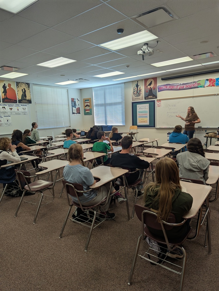 Author speaking to students