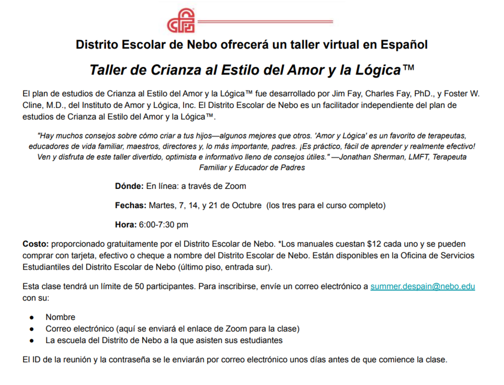 Taller de Crianza al Estilo del Amor y la Lógica