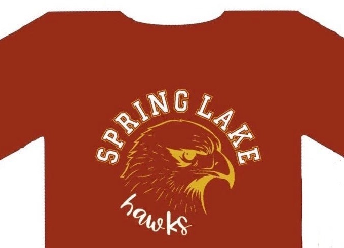 maroon shirt with yellow hawk