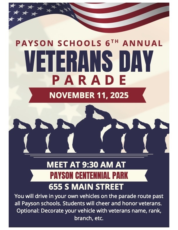 Veterans Day Parade November 11 2025. Drive past all the schools