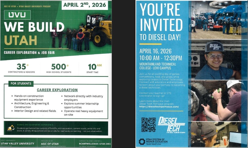 UVU and MTECH Career Days, April 2nd and April 16th