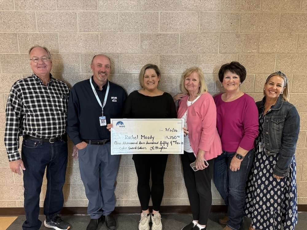 Rachel Moody and SHHS colorguard are awarded a grant from the Nebo Foundation
