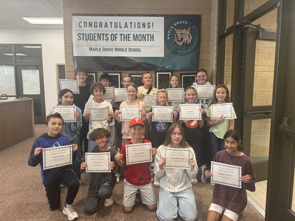 6th grade students of the month