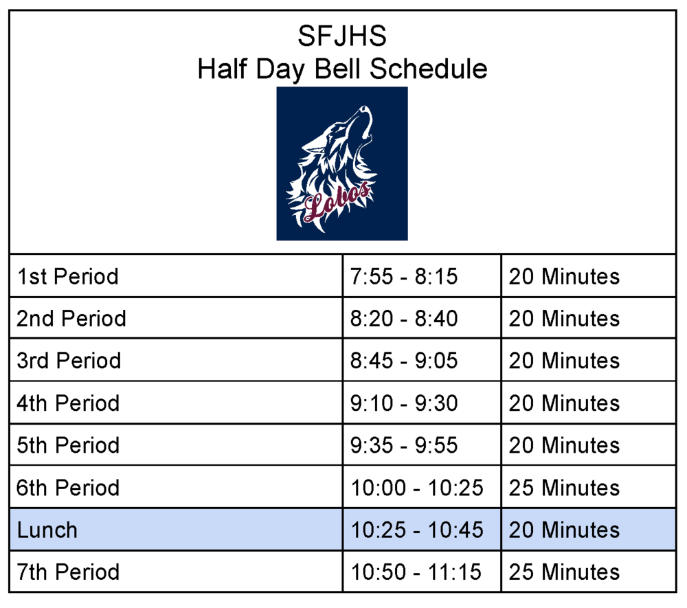Friday 1/2 day bell schedule