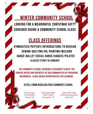flyer for classes held in winter