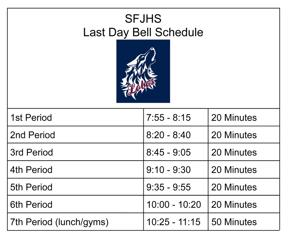 Last Day Bell Schedule
