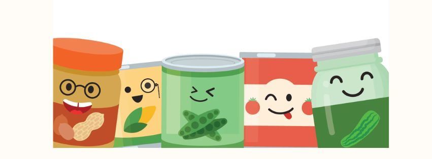 cans of food with smiley faces