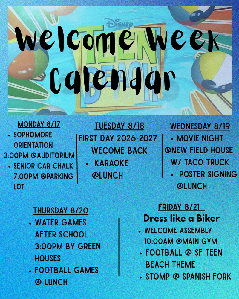 Welcome Week Calendar