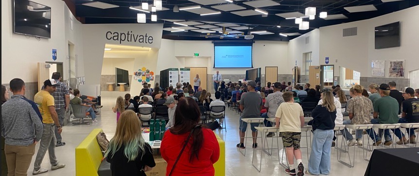 Students and parents at Career Night