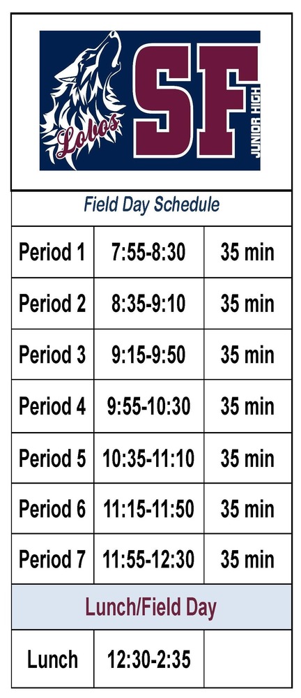 Field Day Schedule