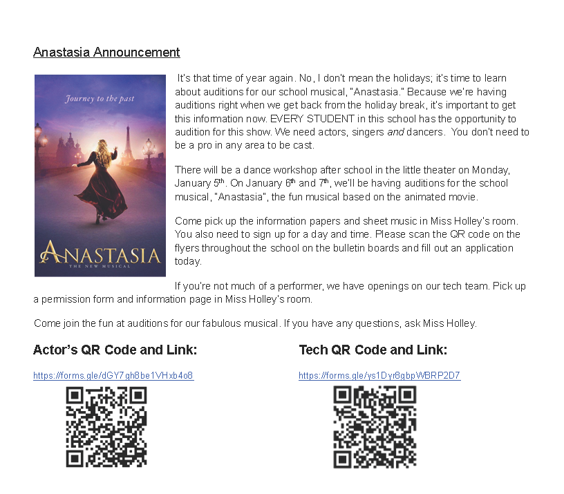 Anastasia Information