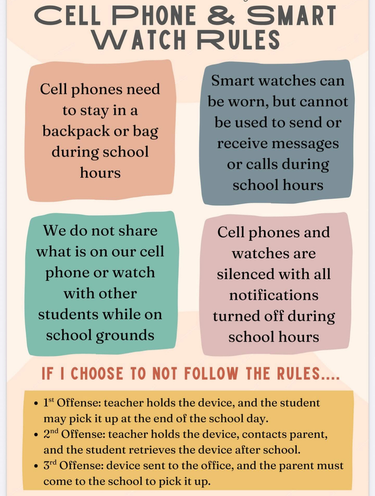 Flyer with new cell phone and smart watch rules