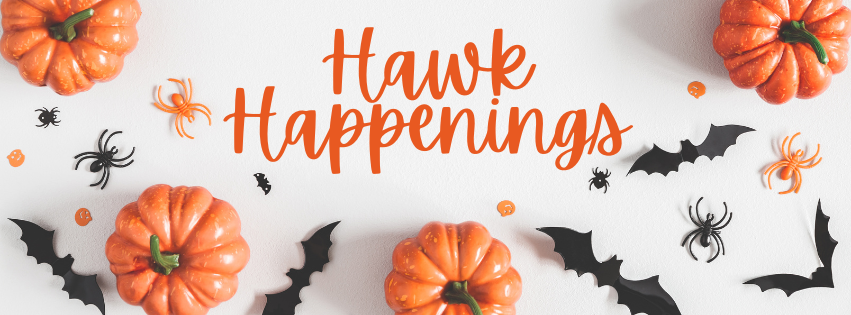 pumpkins, bats, and spiders