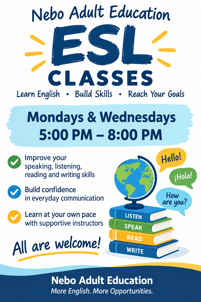 Nebo Adult Education Offers ESL Classes for 2026-27