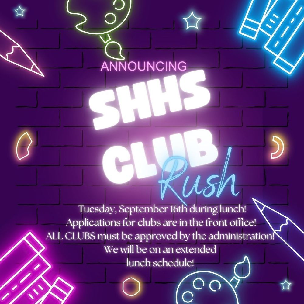 Club Rush Flyer- Neon lettering and shapes