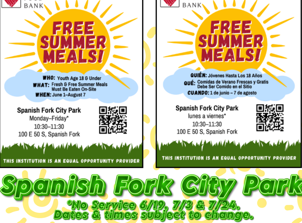 Pictured is a sun and green grass with the words Free Summer Meals
