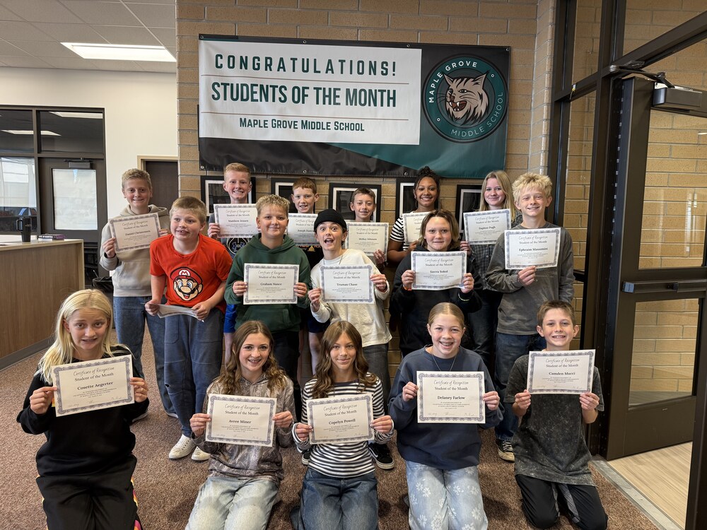 7th grade students of the month