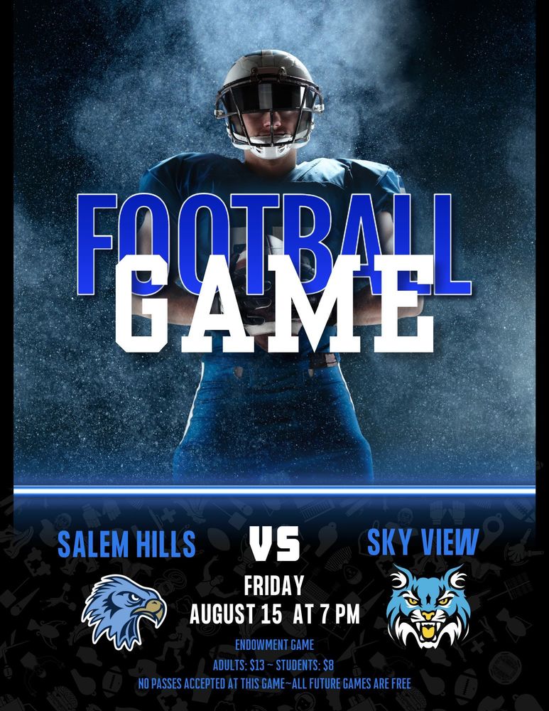 Football Game Day flyer, player with helmet on and text about game
