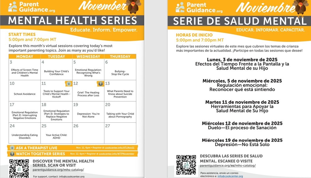 Parentguidance.org mental health series available to stream throughout the month of November.