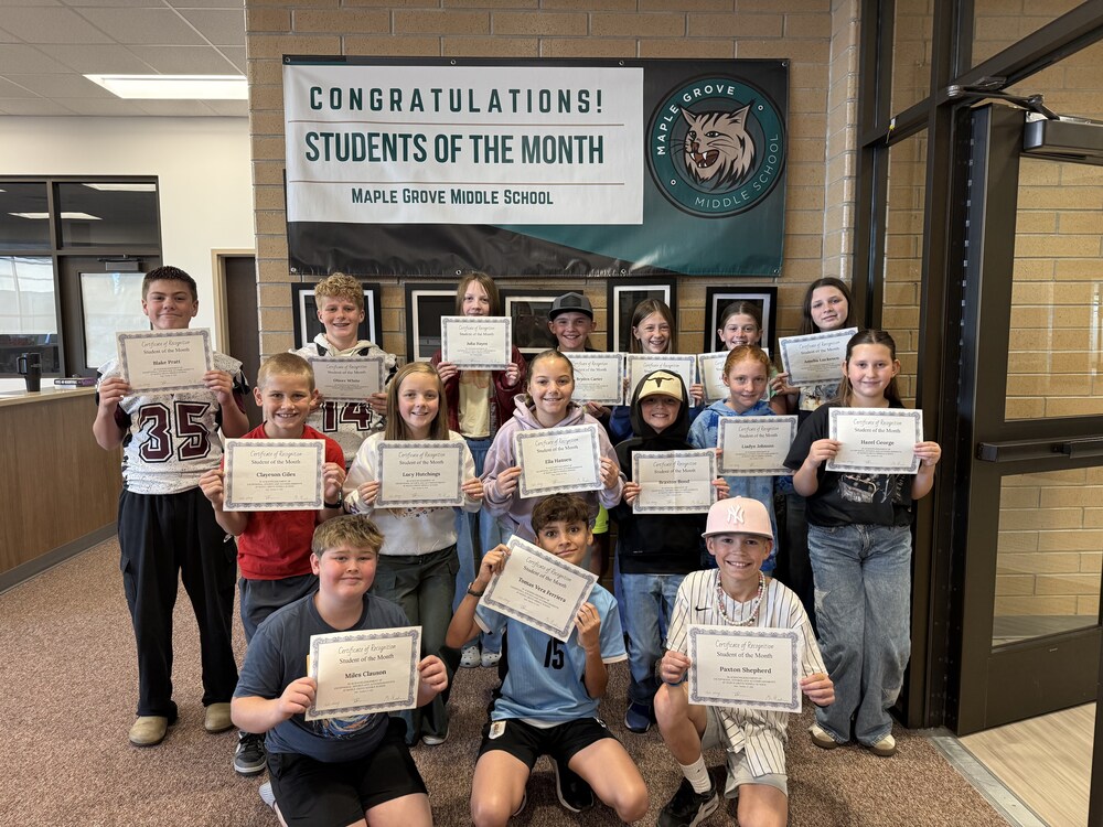 October 6th grade students of the month