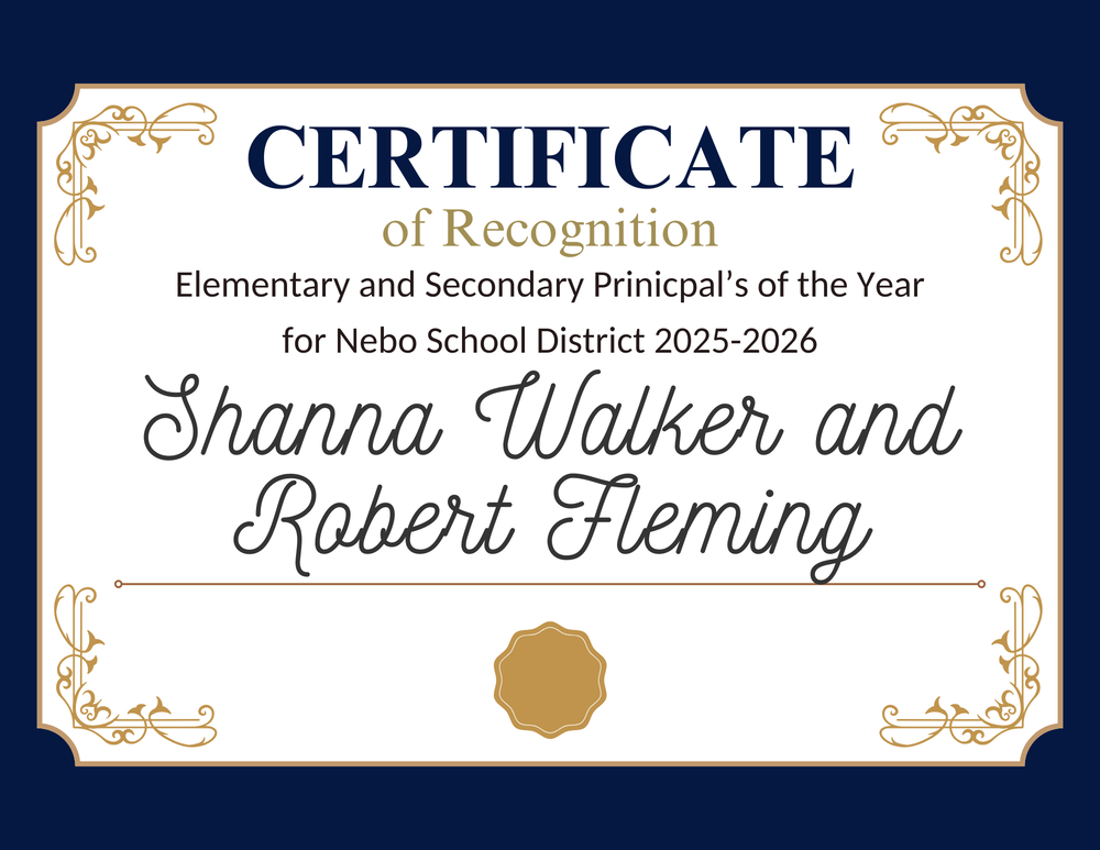 Certificate for Principals of the Year