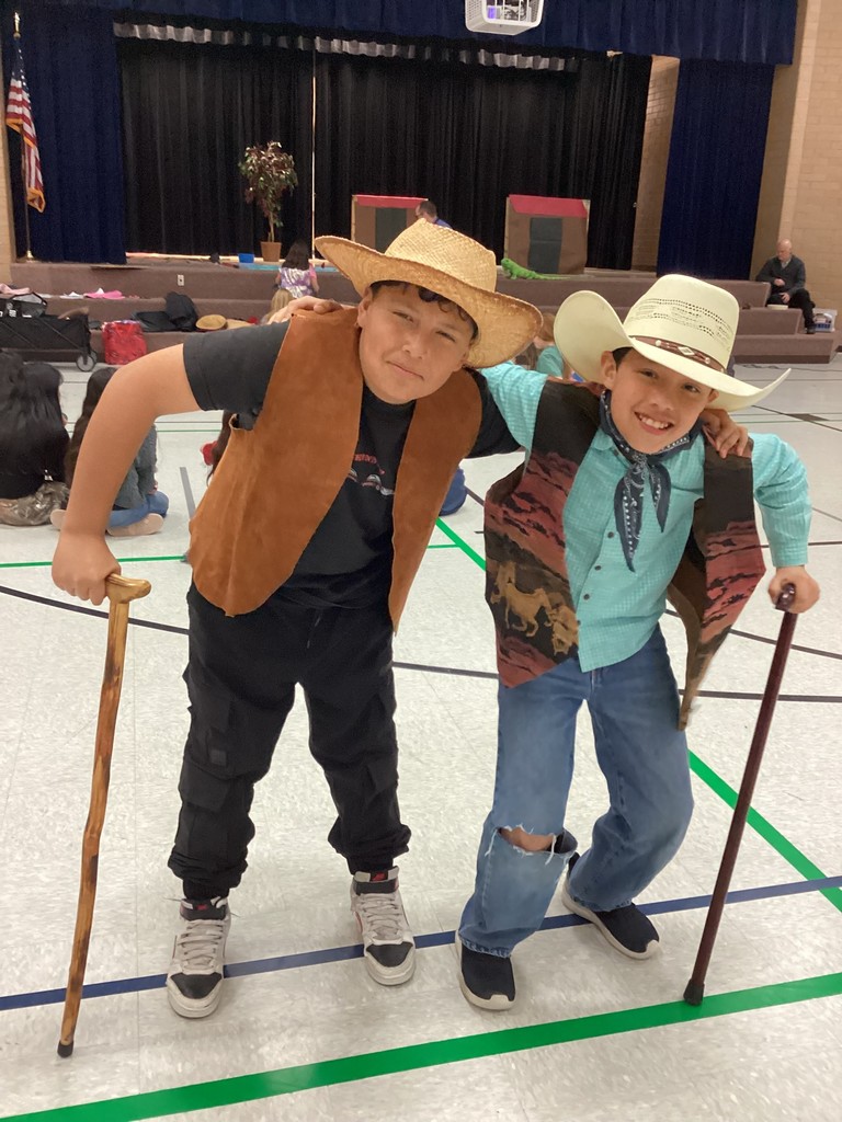 Students practicing for the play