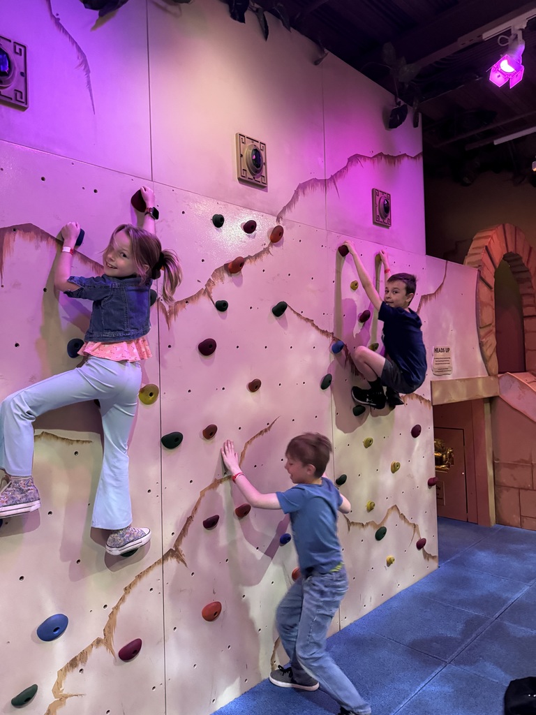 students rock climbing
