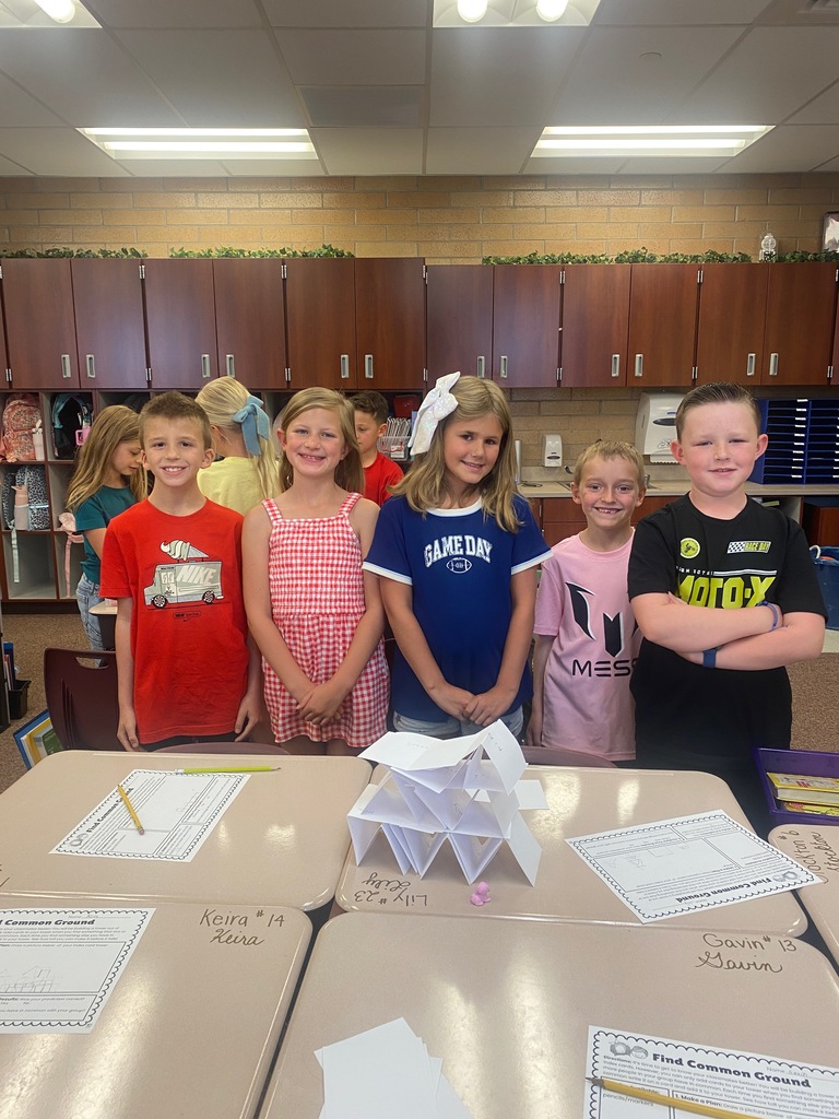 Students in Mrs. Rasmussen's class participating in a team building activity.