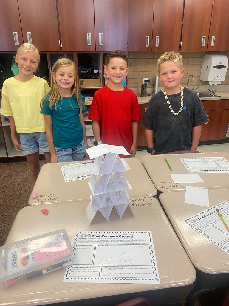 Students in Mrs. Rasmussen's class participating in a team building activity.