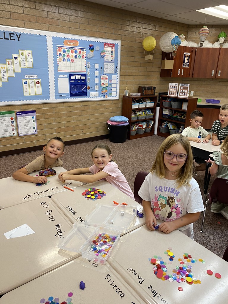 First graders participating in an activity.