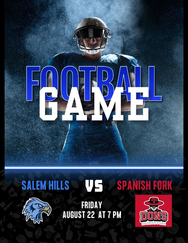 Football Game Day flyer, player with helmet on and text about game