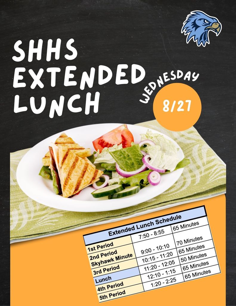 Extended Lunch flyer-sandwich, salad & schedule