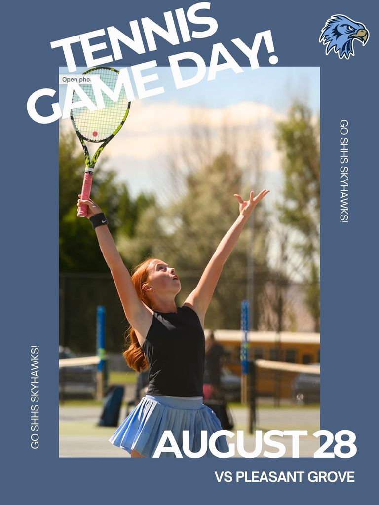 Game Day Tennis, Girl holding racket above head about to serve the ball.