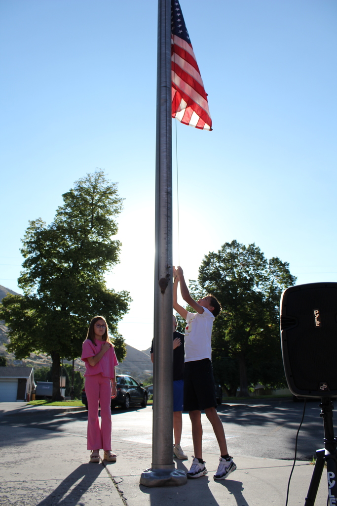 Raising the flag