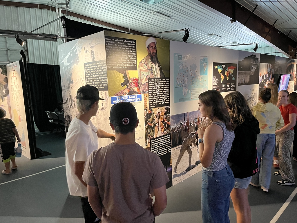 Students at 9/11 exhibit. 