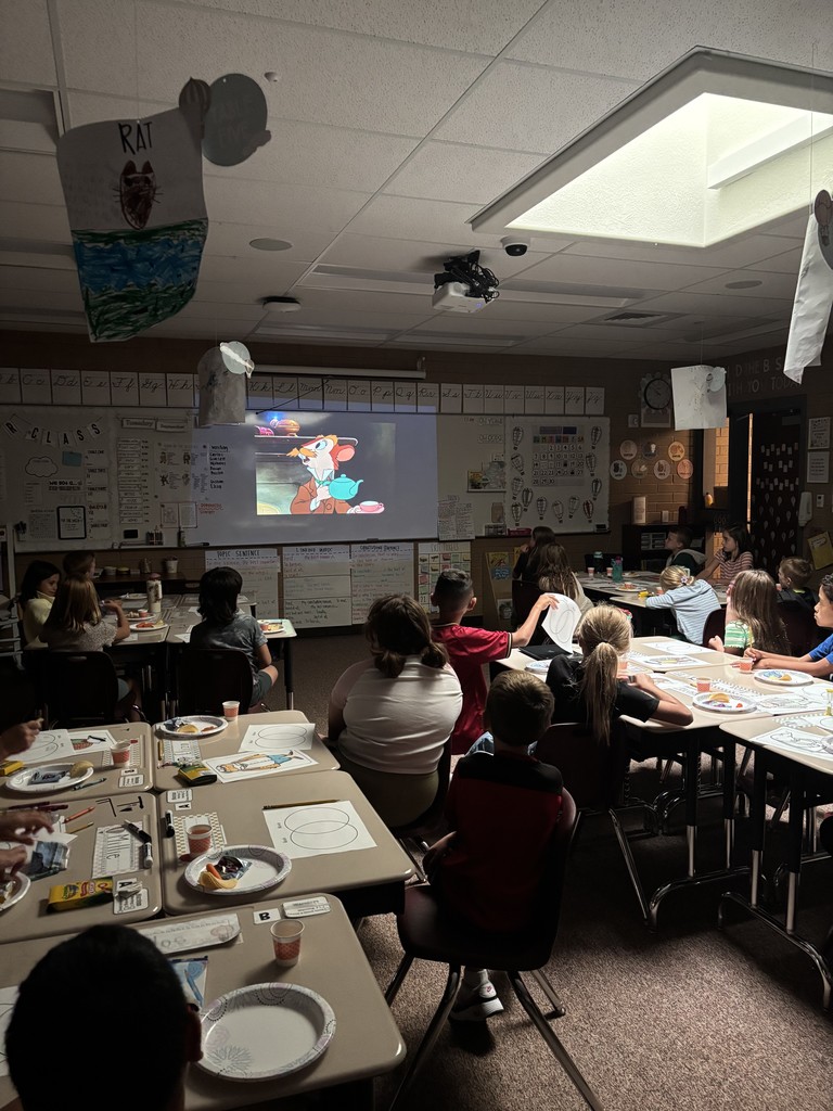 students watching a movie in class