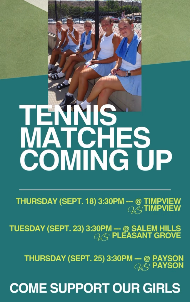 Tennis Game Days: Sept. 18th @ Timpview Sept. 23 @ Salem Hills vs. Pleasant Grove