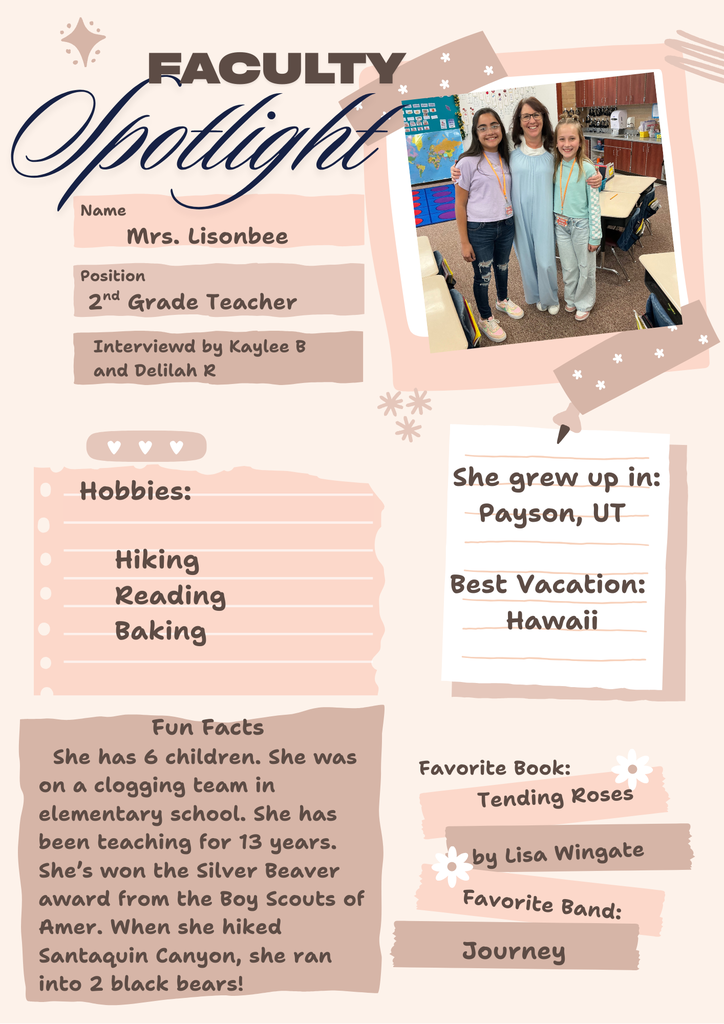 Faculty spotlight on Mrs Lisonbee