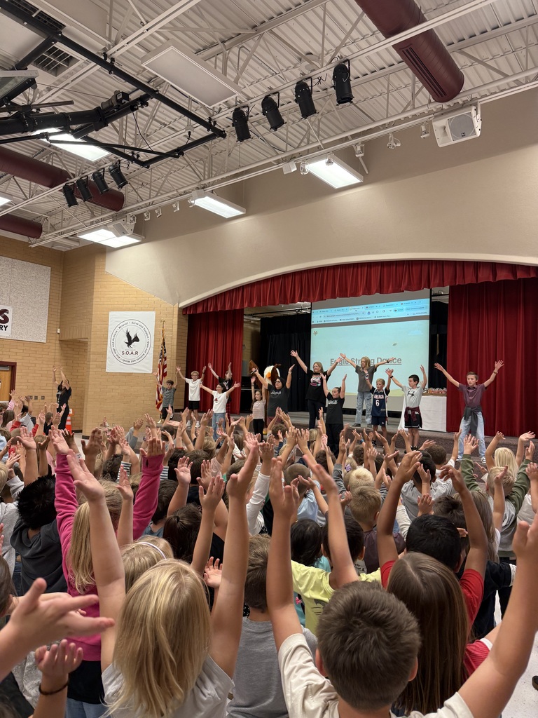 Rees Eagles learning our new school dance, led by our First Term Student Council and Mrs. Robbins!