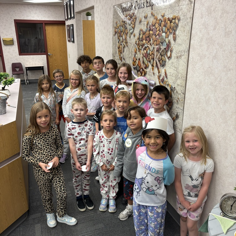 group phot of rock students wearing pajamas