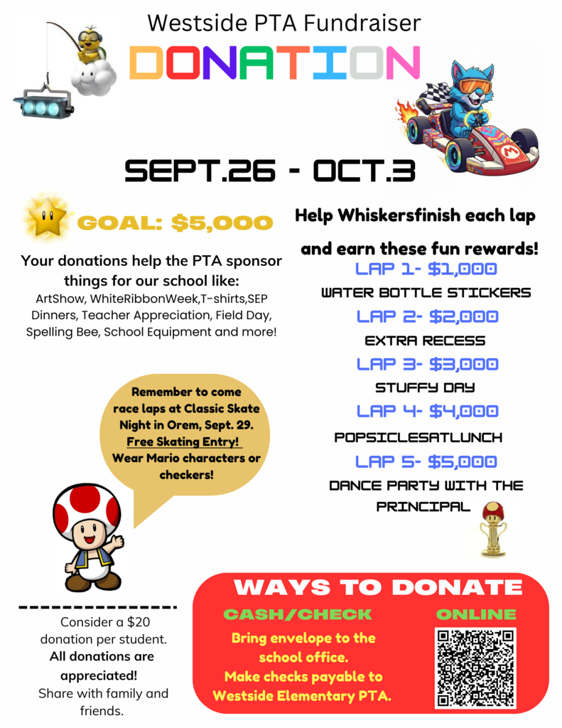 PTA Fundraiser Donation September 29th-October 3rd.