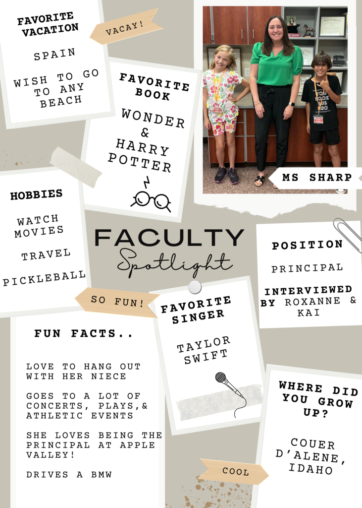 faculty spotlight on Ms Sharp, the principal at Apple Valley