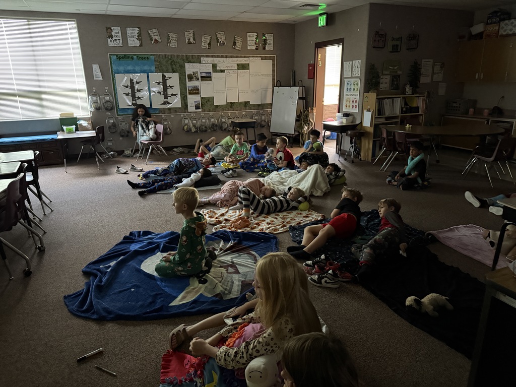 2nd grade student watching kung fu panda in pjs